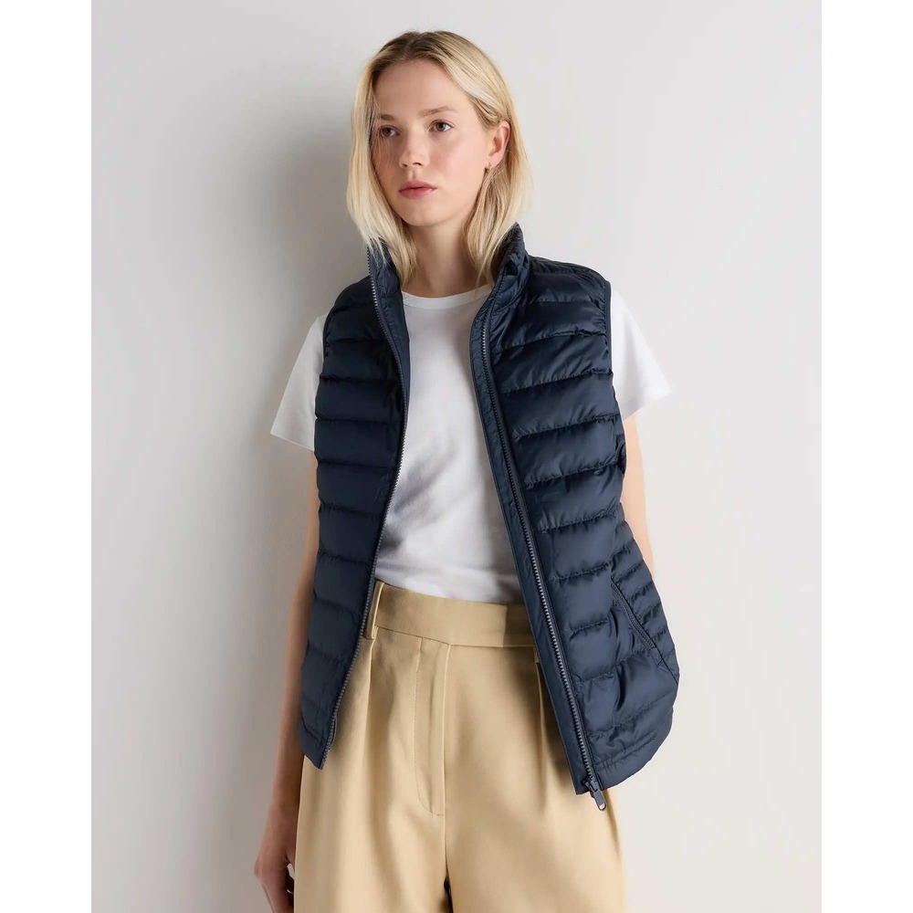 Quince Lightweight Down Packable Puffer Vest Atlas Navy Blue Women Large NWT